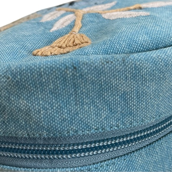 CROSSTREE LANE Floral Embroidered and Sequined Chambray Denim Backpack Purse - Picture 12 of 15